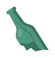 Broken glass bottle flat icon Trash sorting and utilization vector