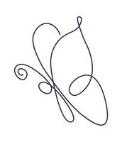 Butterfly in line art Contemporary insect abstract drawing vector