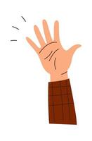 Hand raised up flat icon Showing gesture by fingers vector