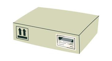 Cardboard box flat icon Bill of lading and sticker vector