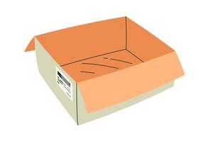 Open cardboard box flat icon Paper recycling Illustration vector