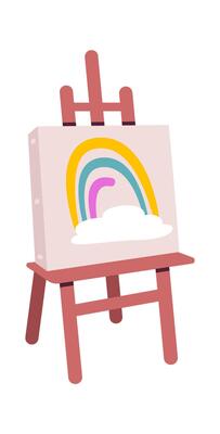 Cute picture on easel flat icon Art therapy Flat Illustration Icon