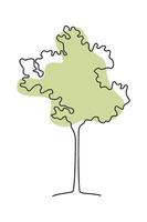 dibujo garabatear árbol en línea Arte en verde mancha antecedentes plano ilustración mano dibujado icono vector