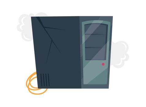 Broken computer system unity illustration Electronic device element vector