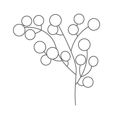 Tropical plants fruits line art design element