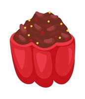 Mexican traditional cuisine flat illustration Pepper with meat vector