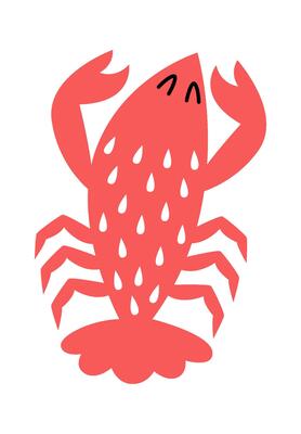 Hand drawn abstract lobster flat illustration Wild animal design element