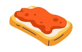 Delicious toast with cherry jam flat icon Organic dessert vector