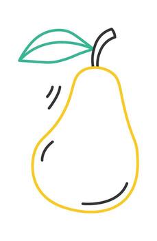 Continuous pear line art Colored lines of fruit design element vector