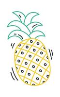 Continuous pineapple line art Colored lines of fruit design element vector