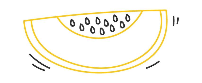 Continuous melon line art Colored lines of fruit design element vector