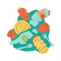 Environment pollution flat illustration Pile of plastic bottles vector
