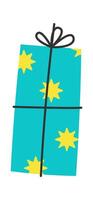 Festive present box holiday decoration flag element flat icon Illustration vector