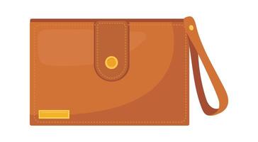 Minimalistic brown leather wallet flat illustration vector