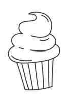 Cake with cream linear design element Holiday food vector