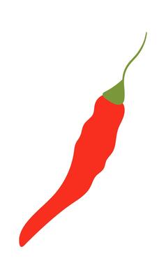 Red hot chilli pepper flat illustration Ingredient for spicy pizza