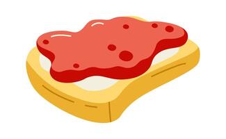 Toast with strawberry jam flat illustration vector