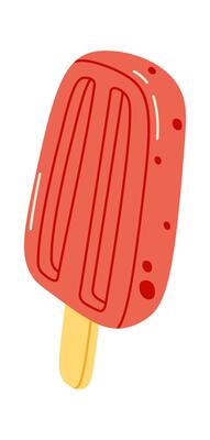 Strawberry ice cream flat illustration Tasty dessert
