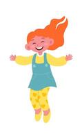 Happy child jumping flat icon Leisure time Illustration vector