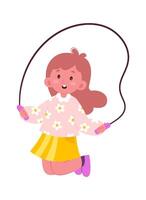 Happy child jump rope flat icon Leisure time vector