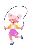 Happy child jump rope flat icon Leisure time Illustration vector