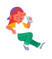 Cute child playing in skatepark flat illustration Flat Illustration Icon vector