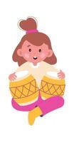 Girl play on djembe drum musical instrument flat icon vector