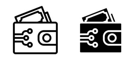 Cryptocurrency wallet icon stock illustration set vector