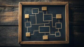 Flowchart design process creative studio visual diagram digital workspace top-down view conceptual clarity photo