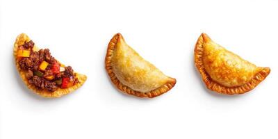 Argentinian empanada trio combo isolated with white background photo