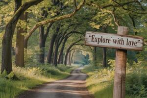 Explore with love sign photo