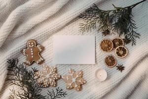 a Christmas scene on a white textured background photo