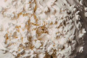 A close-up photo of cottage cheese.