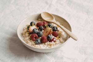 a bowl of creamy oatmeal photo