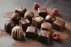 an assortment of artisanal chocolates photo