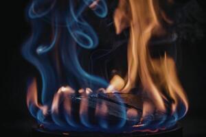 A photograph capturing the dramatic contrast between two distinct flames photo