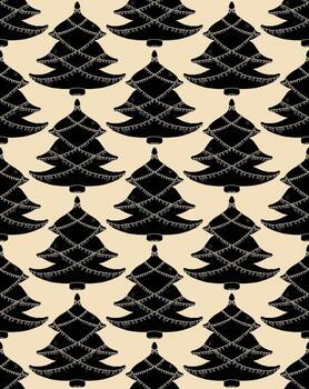 a black and white pattern with trees vector