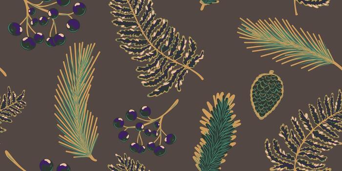 un modelo con pino arboles y bayas vector