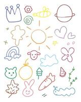 Children scribble hand drawn colorful illustration vector
