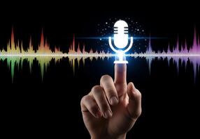Interactive Voice Recognition Technology Capturing Sound Waves With Human Touch photo