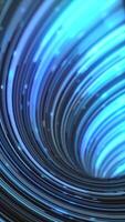 Abstract vortex of glowing blue lines swirling into a tunnel, representing digital speed, flow, and futuristic data movement video