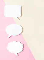 Clouds of dialogue. Form for letter or text. Thought concept.Chat icons on a light background photo