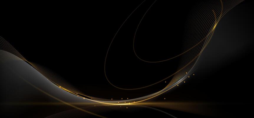 Abstract gold luxury background. Illustration element with gold light glow effect, texture, black gradient color. Modern graphic design, decoration for banner template or technology background