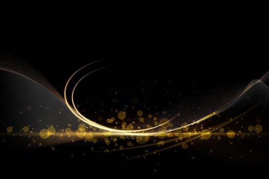 Abstract gold luxury background. Element with gold light glow effect, texture, black gradient color. Modern graphic design, decoration for banner template or technology background vector