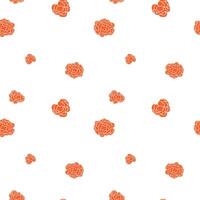 Seamless pattern of orange flowers with white outline, hand drawn, randomly placed on white background vector