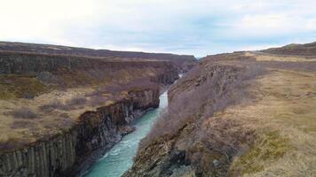 River Hvita by the famous Gullfoss waterfall in Iceland slow motion video