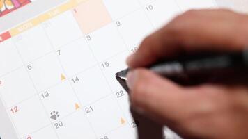 Noted check on the calendar at fifteen number video