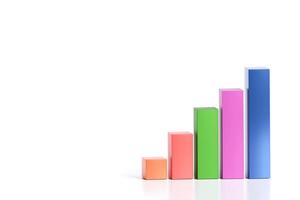 3D bar graph with increasing growth on white background. with copy space and business report design photo
