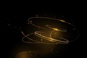 Abstract chaos, gold wave line pattern, flow line and particle dot on dark color background. Modern futuristic, design for background. Digital high tech, technology concept vector