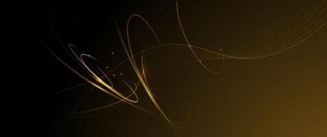 Motion of curve lines, light shiny, glow effect. Illustration design. Bright gold wave, wavy line pattern. Graphic design for technology background vector
